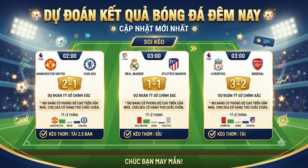 dự đoán kết quả bóng đá đêm nay